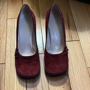 Nine West Burgundy Suede Heels